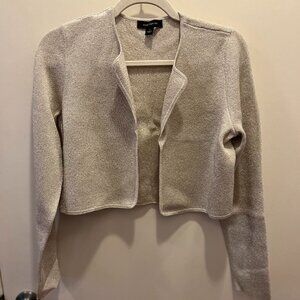 Ann Taylor Metallic Open Front Cropped Cardigan Sweater – Size S